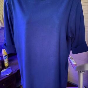 Kim Rogers Size XL Blouse Cotton Blue 42” Bust 24” Length